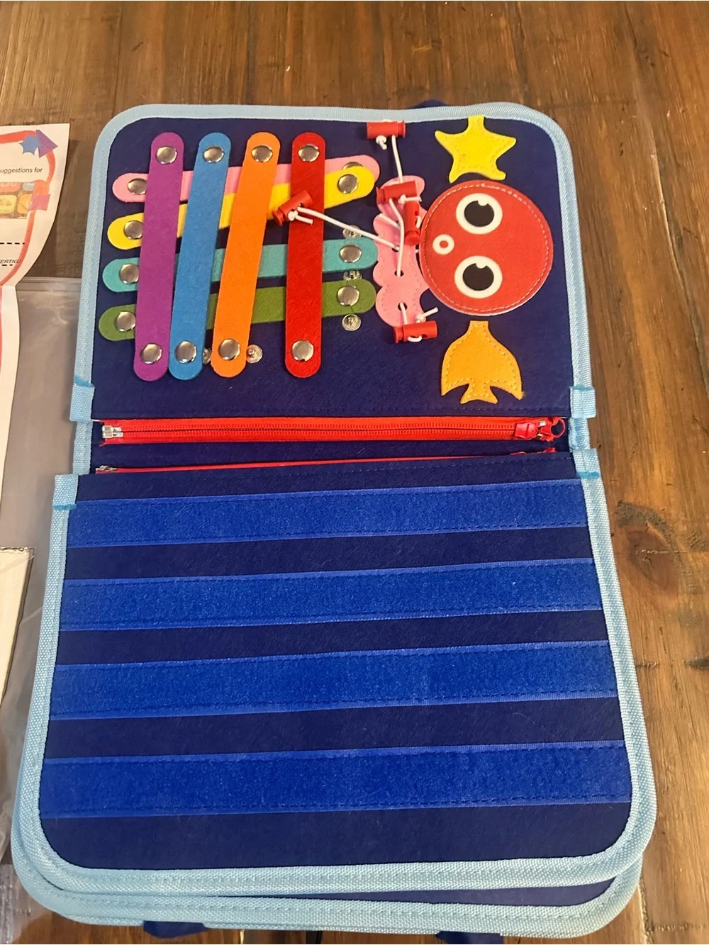 Kids Dinosaur Activity Bag - Blue Dino Busy Board Case